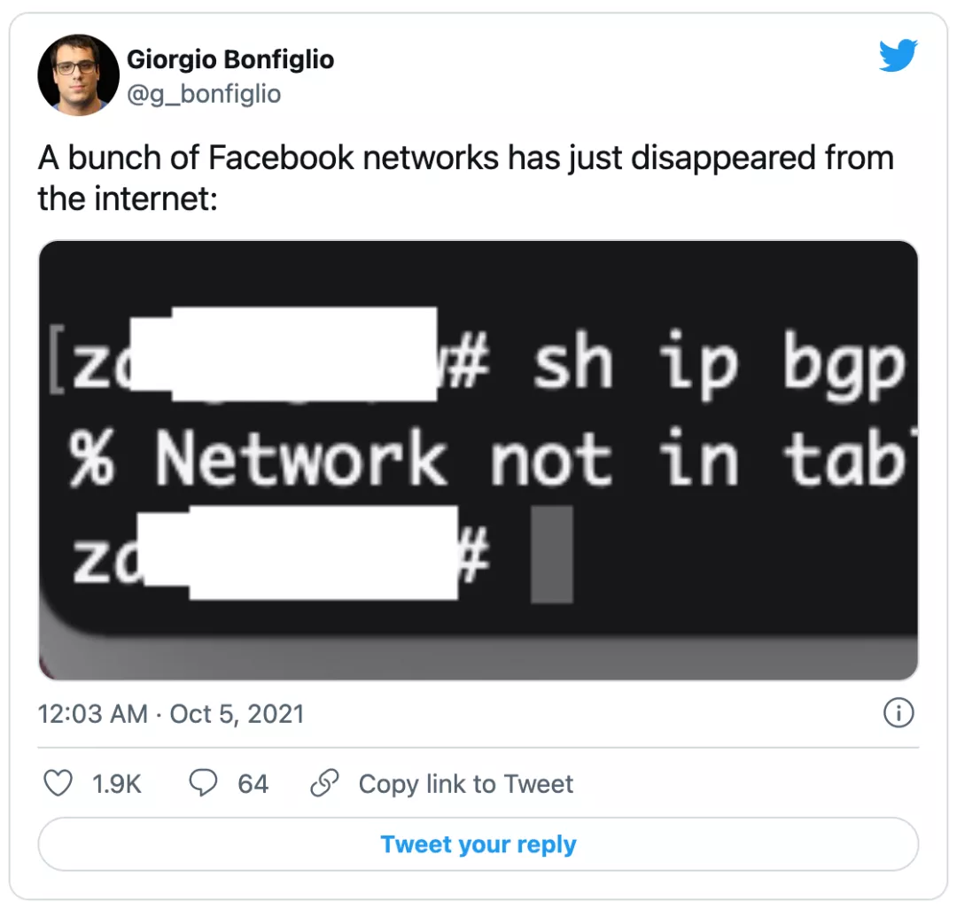 Facebook BGP Error